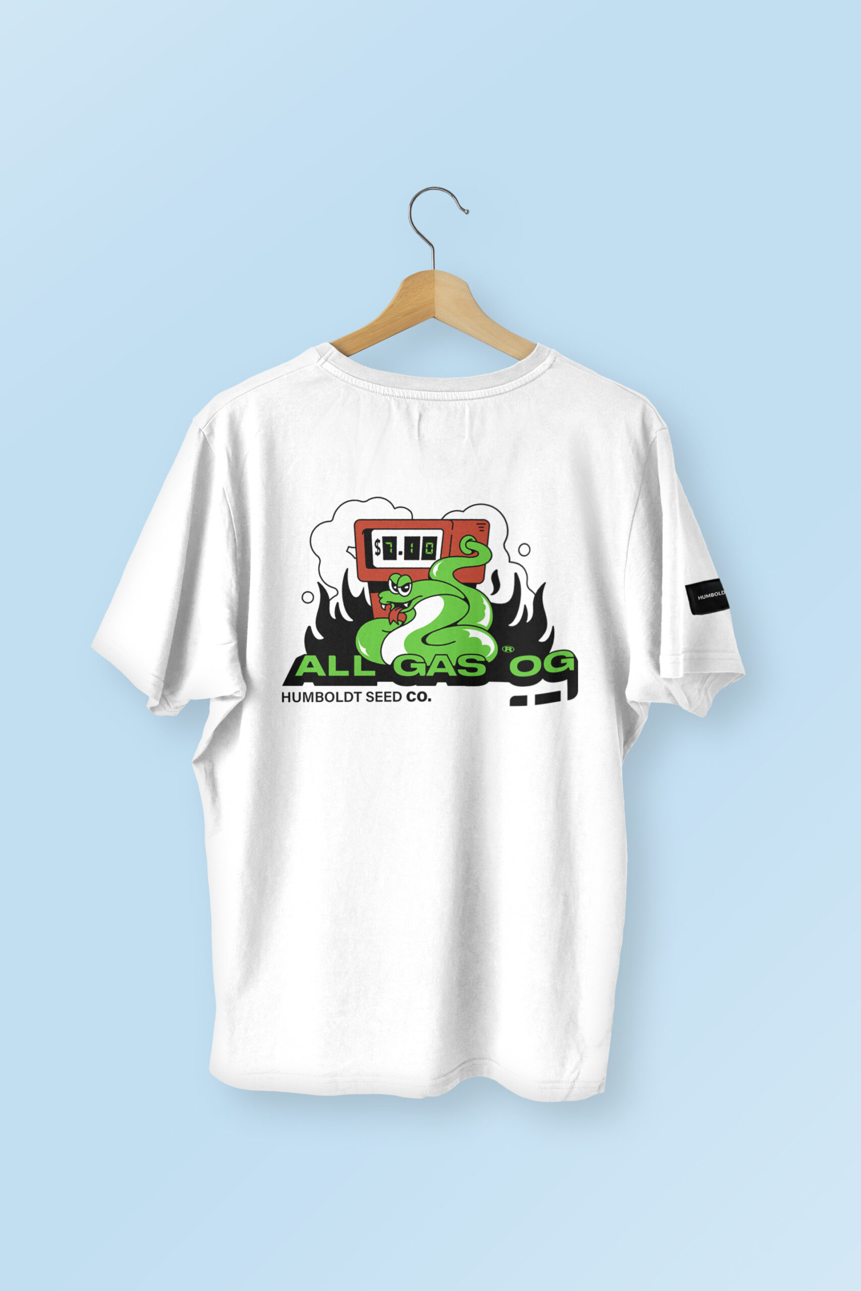 All Gas OG White humboldt seed company eu shirt back