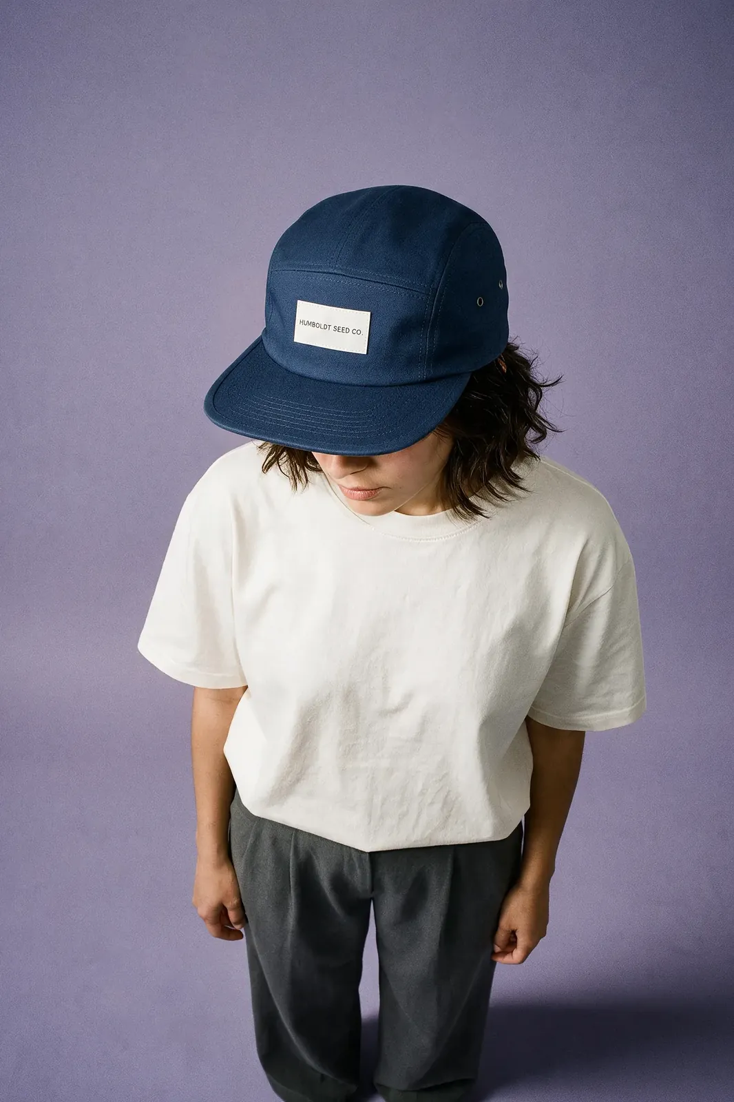 Humboldt Seed Company 5-Panels Cap – blue 5-panel cap, worn by a model